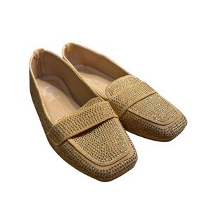 Atalina Chic Tan Loafers with Rhinestone Detailing Size 38 Women’s 7 / 7.5